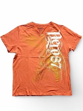 Aeropostale Orange Graphic Tee XL Y2K Streetwear Skate Logo V-neck